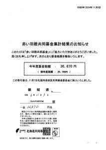 赤い羽根共同募金集計結果のお知らせ